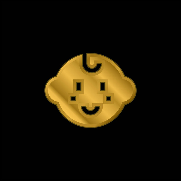 Bebé niño chapado en oro icono metálico o logo vector - Vector, Imagen