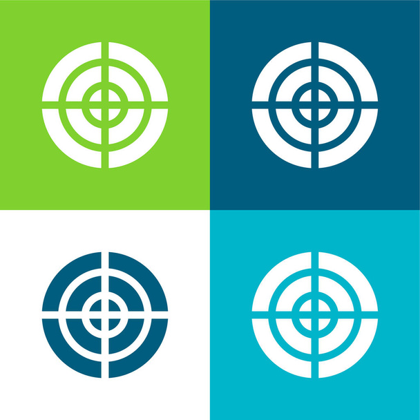 Στόχος Επίπεδη τέσσερις χρώμα ελάχιστο σύνολο εικονίδιο - Διάνυσμα, εικόνα