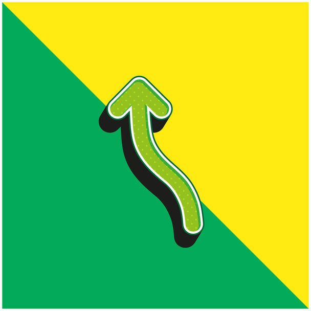 Flèche vague pointant vers le haut vert et jaune moderne logo icône vectorielle 3d - Vecteur, image