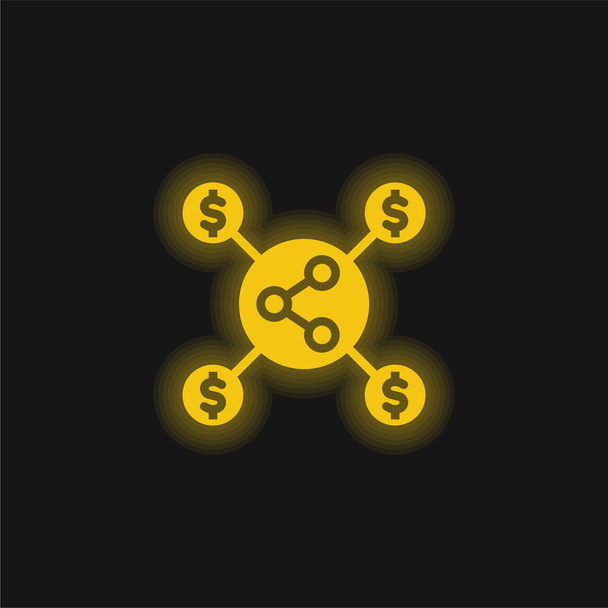 Μάρκετινγκ θυγατρικών κίτρινο λαμπερό εικονίδιο νέον - Διάνυσμα, εικόνα