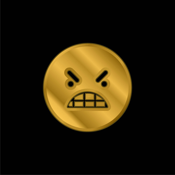 Θυμός Emoticon Square Επίχρυσο μεταλλικό εικονίδιο ή διάνυσμα λογότυπο - Διάνυσμα, εικόνα