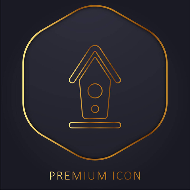 Birdhouse línea de oro logotipo premium o icono - Vector, imagen