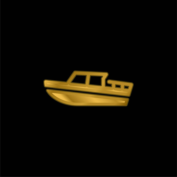 Boat gold plated metalic icon or logo vector - Vector, Image