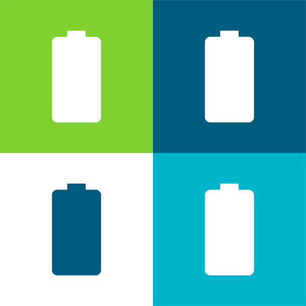 バッテリーフラット4色の最小アイコンセット - ベクター画像
