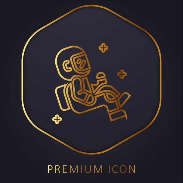 Astronot altın çizgi prim logosu veya simgesi - Vektör, Görsel