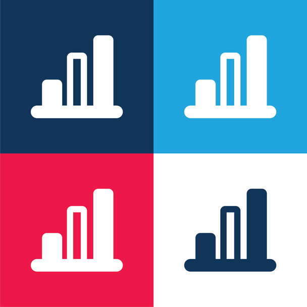 Bar Stats blue and red four color minimal icon set - Vector, Image