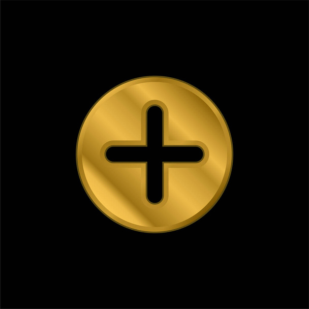 Fügen Sie vergoldetes metallisches Symbol oder Logo-Vektor hinzu - Vektor, Bild