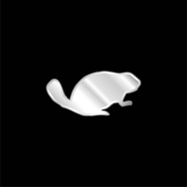 Бобер Ссавці Тварини Форма срібна металева ікона
 - Вектор, зображення