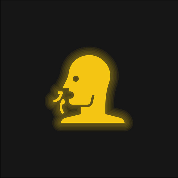 Dýchejte žlutě zářící neonovou ikonu - Vektor, obrázek