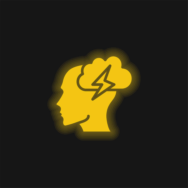 Brainstorm κίτρινο λαμπερό νέον εικονίδιο - Διάνυσμα, εικόνα