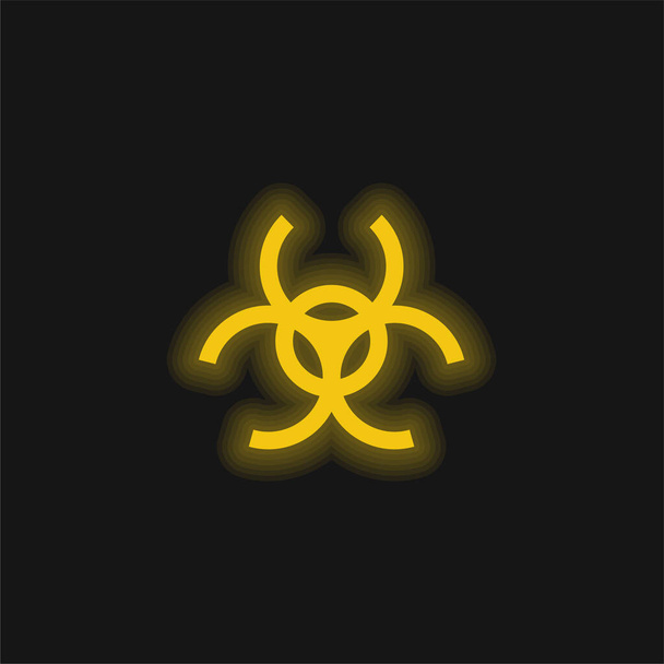 Biohazard geel gloeiend neon icoon - Vector, afbeelding