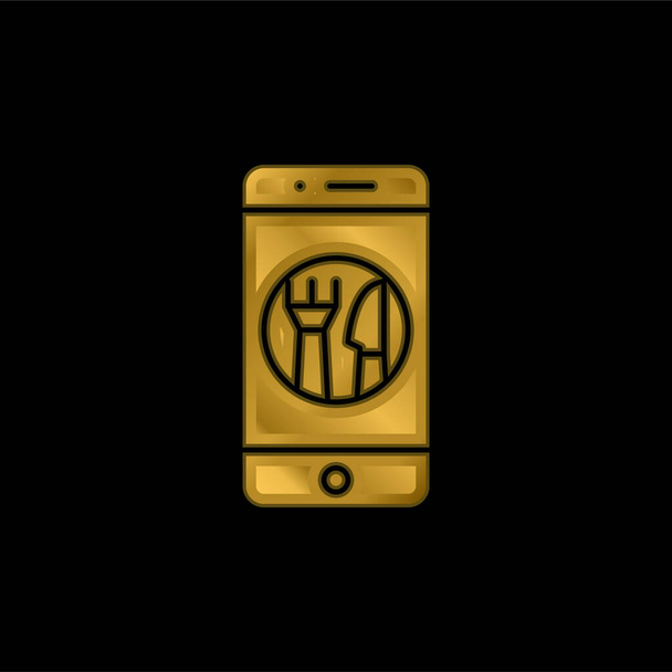 Aplikacja złocona metaliczna ikona lub wektor logo - Wektor, obraz