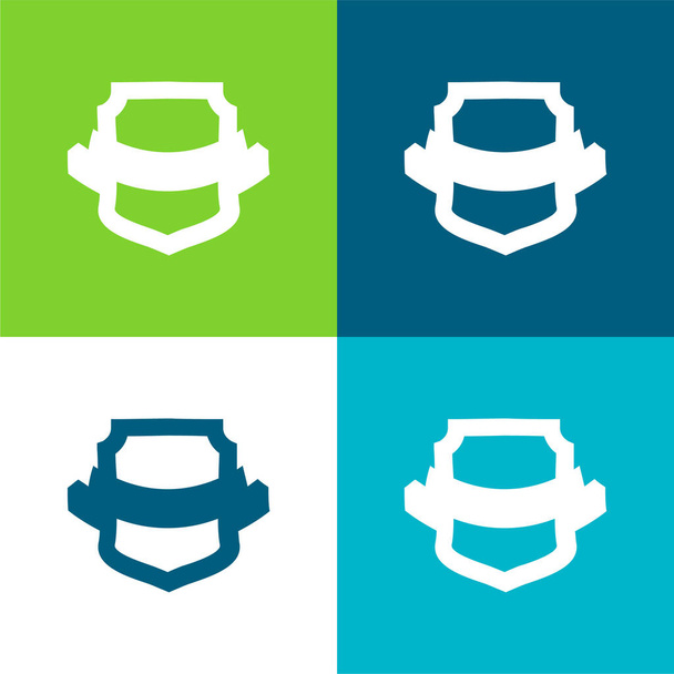 Award Shield Shape Flat conjunto de iconos mínimos de cuatro colores - Vector, Imagen