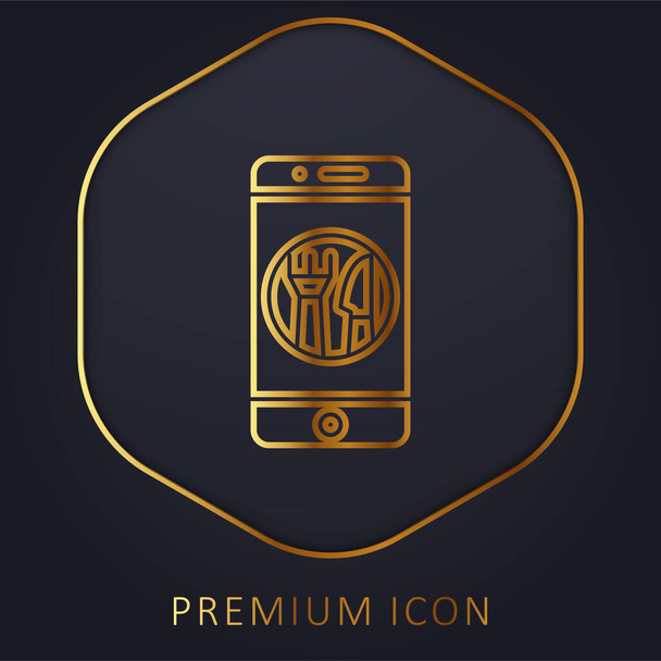 Aplicación de línea de oro logotipo premium o icono - Vector, Imagen