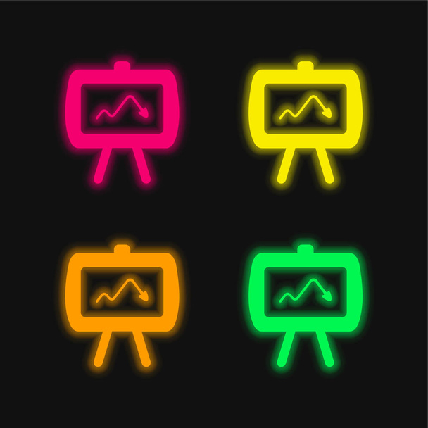 Стрілки чотири кольори, що світяться неоном Векторна піктограма
 - Вектор, зображення