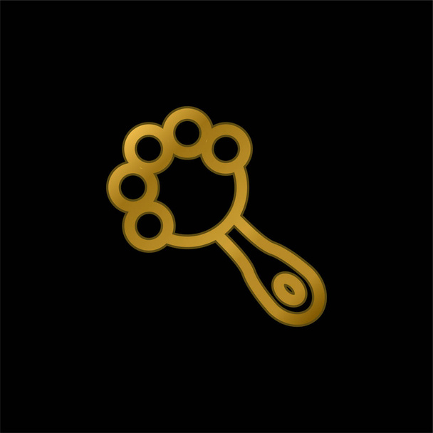 Baby Rattle gold plated metalic icon or logo vector - Vector, Image