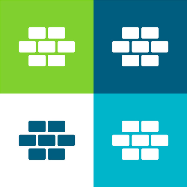 Brickwall Flat conjunto de iconos mínimo de cuatro colores - Vector, Imagen