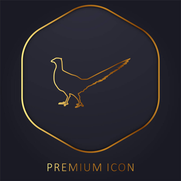 Bird Peasant Animal Shape golden line premium logo or icon - Vector, Image