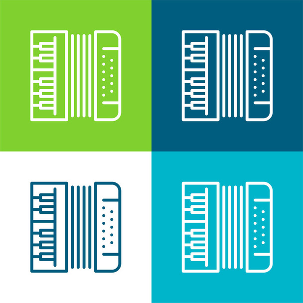 Harmonika Lapos négy szín minimális ikon készlet - Vektor, kép