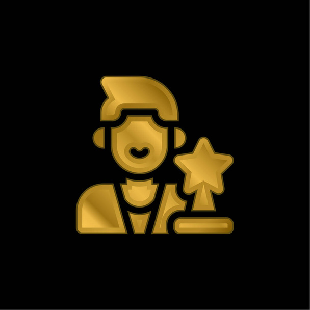 Actor chapado en oro icono metálico o logo vector - Vector, Imagen