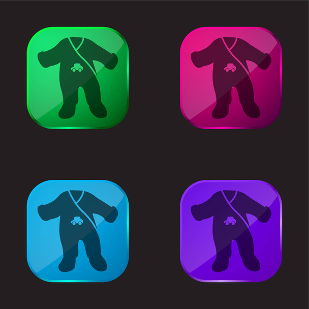 Baby Bubbler Wrap icono de botón de cristal de cuatro colores - Vector, imagen