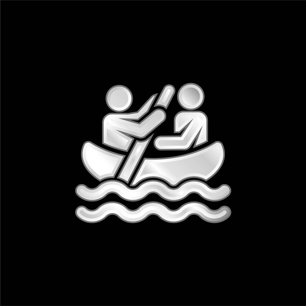 Srebrna ikona metalowa łodzi - Wektor, obraz