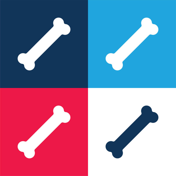 Hueso azul y rojo conjunto de iconos mínimo de cuatro colores - Vector, imagen