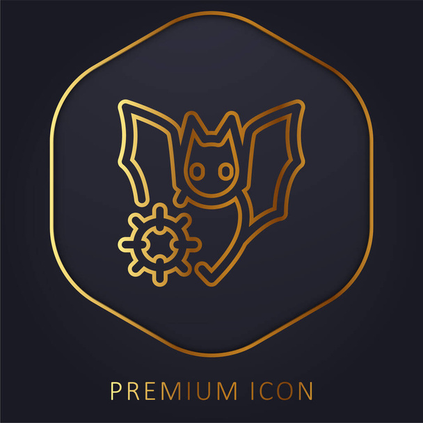 Bat línea dorada logotipo premium o icono - Vector, imagen