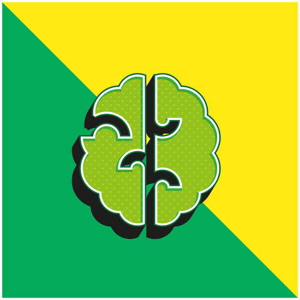 Εγκέφαλος Πράσινο και κίτρινο σύγχρονο 3d διάνυσμα εικονίδιο λογότυπο - Διάνυσμα, εικόνα