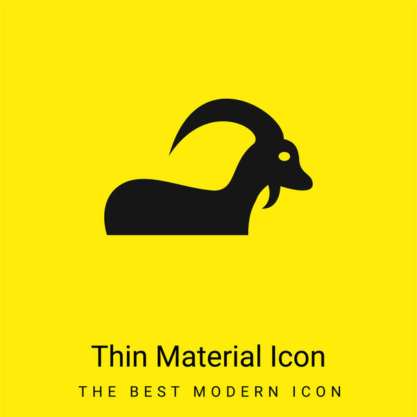 Kos Sign With Big Horns minimális fényes sárga anyag ikon - Vektor, kép
