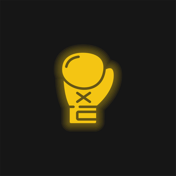 Gant de boxe jaune brillant icône néon - Vecteur, image