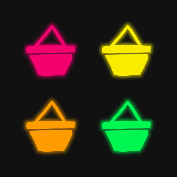 Mand vier kleur gloeiende neon vector pictogram - Vector, afbeelding