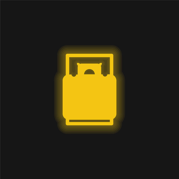 Bed Top Nézet sárga izzó neon ikon - Vektor, kép