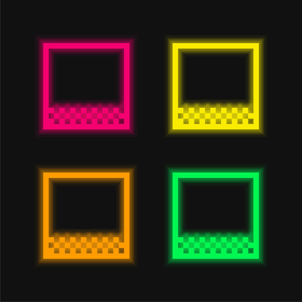 Margem inferior ícone de vetor de néon brilhante de quatro cores - Vetor, Imagem