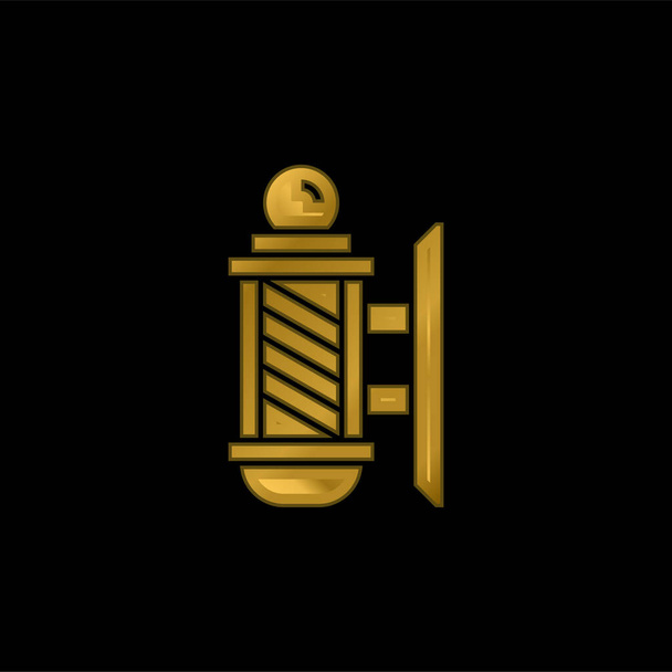 Barber poste chapado en oro icono metálico o logo vector - Vector, Imagen