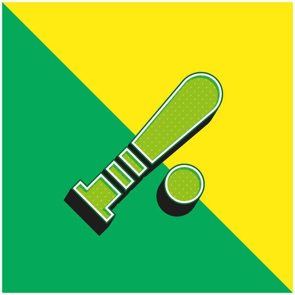 野球バットグリーンと黄色の現代的な3Dベクトルアイコンのロゴ - ベクター画像
