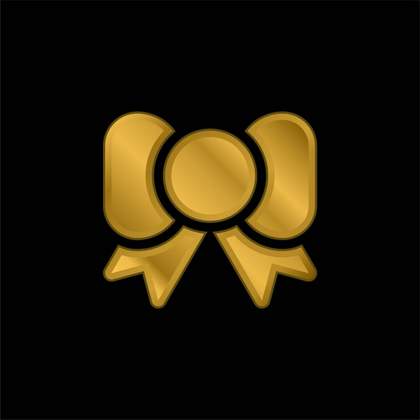 Bowtie chapado en oro icono metálico o logo vector - Vector, Imagen