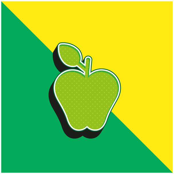 Logo vectoriel 3D moderne vert pomme et jaune - Vecteur, image