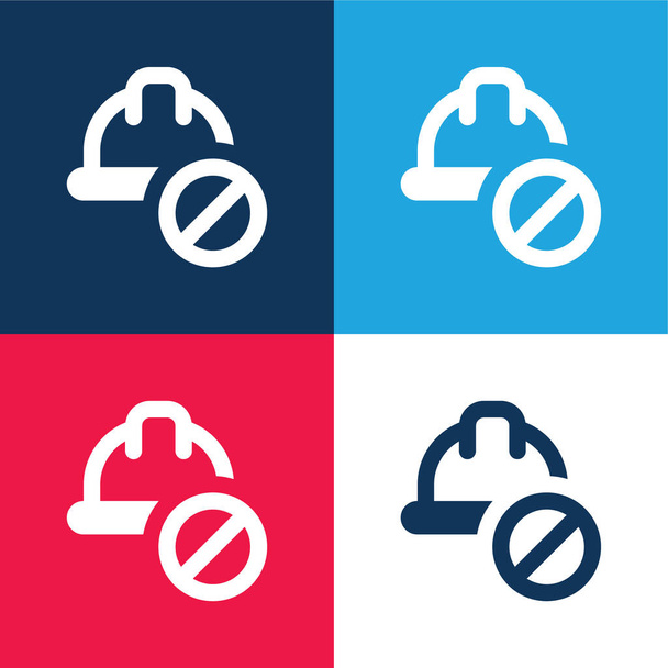Tiltott kék és piros négy szín minimális ikon készlet - Vektor, kép