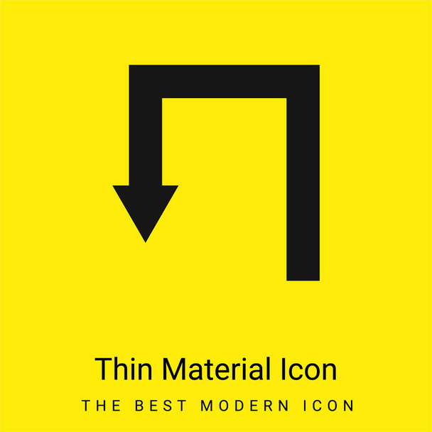 Symbol šipky dolů s rovnými úhly minimální jasně žlutá ikona materiálu - Vektor, obrázek