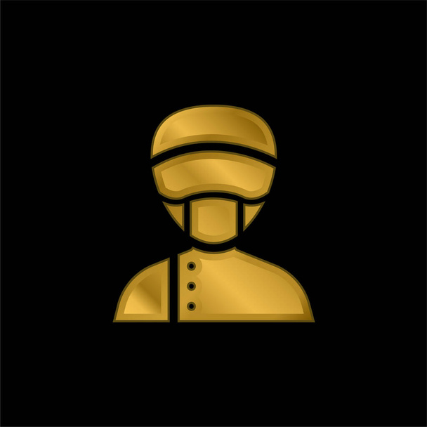 Asistente chapado en oro icono metálico o logo vector - Vector, imagen