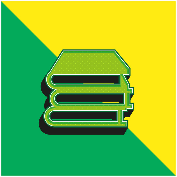 Libros Pila verde y amarillo moderno logotipo del icono del vector 3d - Vector, Imagen