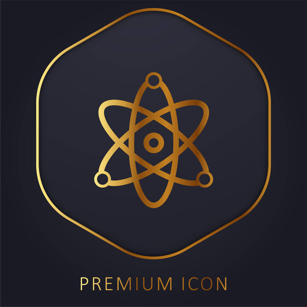 Atom golden line premium logo or icon - Vector, Image