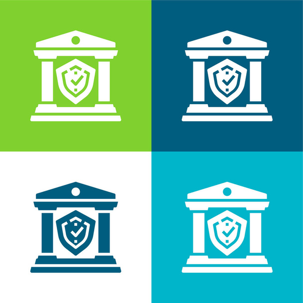 Banking Flat four color minimal icon set - Vector, Image