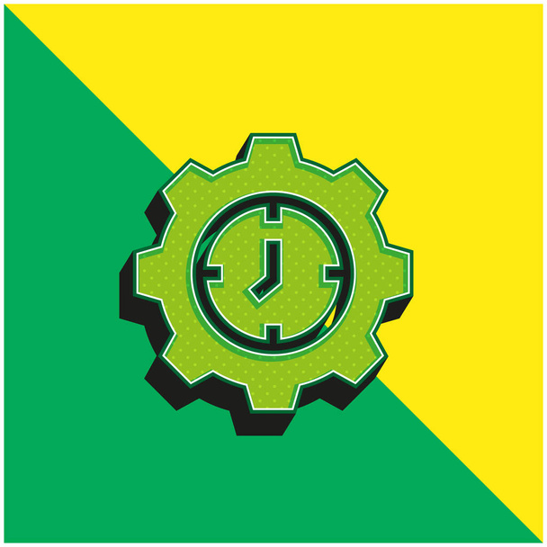 Ajuste verde e amarelo moderno logotipo do ícone do vetor 3d - Vetor, Imagem
