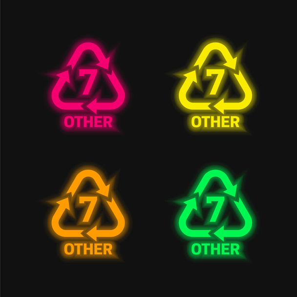 7 Otros cuatro colores brillante icono de vectores de neón - Vector, Imagen