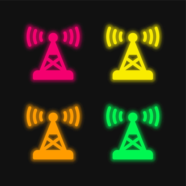 Antenna four color glowing neon vector icon - Vector, Image