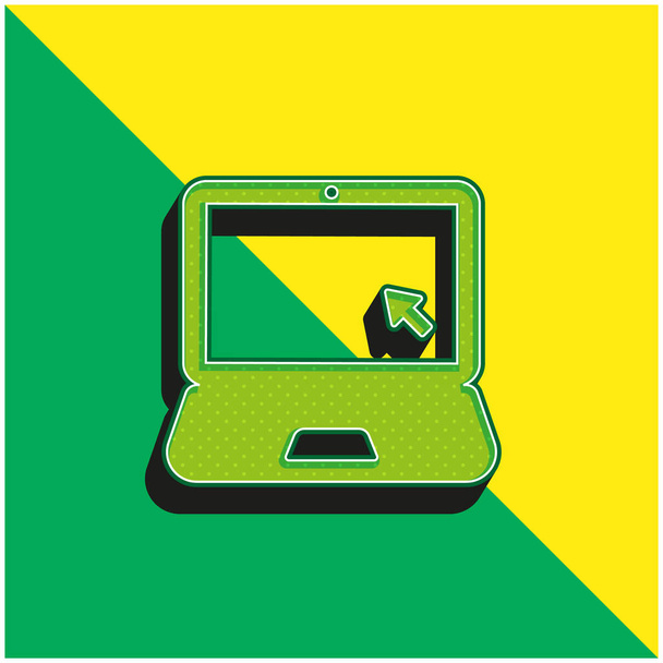 Fekete Laptop Zöld és sárga modern 3D vektor ikon logó - Vektor, kép