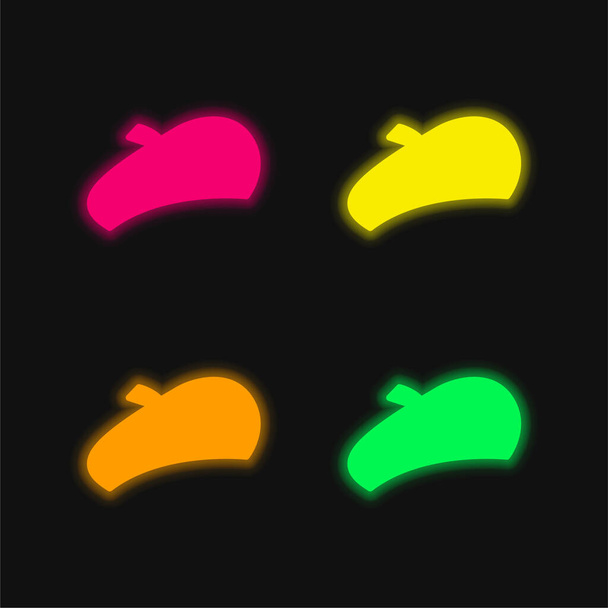 Ícone de vetor de néon brilhante de quatro cores Barrett - Vetor, Imagem