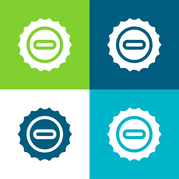Beer Cap Flat four color minimal icon set - Vector, Image